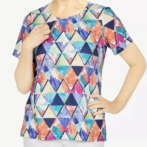 Alfred Dunner Women's Kaleidoscope Diamond Print Top M